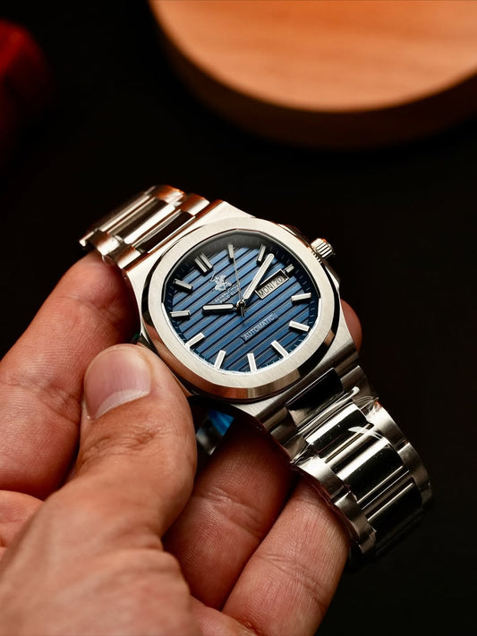 Elite Blue Dial Automatic Steel Watch
